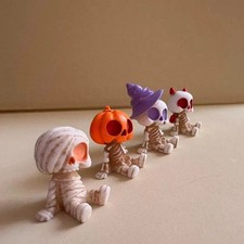 4PCS Halloween Mini Figurines Resin Pumpkin Ghost Skull Spooky Party Decor picture