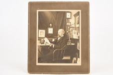 1890s Mounted Albumen Print 5½x6½'' - Lovely Portrait of Gentleman in Study V26 picture