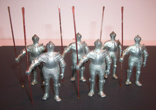 Rare Vintage BRITAINS KNIGHTS OF AGINCOURT Lead Figures on Foot Set of 6 picture