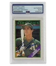 Jose Canseco Autographed 1988 Topps Card #370 PSA Authenticated picture