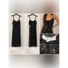 Kirious Los Angeles Black Floral Cowl Neck Slip Dress – Size S NWT picture