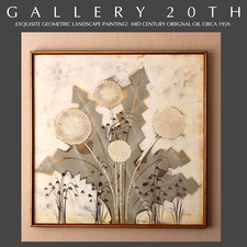 EPIC MID CENTURY ABSTRACT ORIG. ART OIL PAINTING DANDELION 50S 60S BERTOIA VTG picture