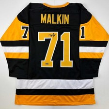 Facsimile Autographed Evgeni Malkin Pittsburgh Black Auto Jersey Mens XL picture