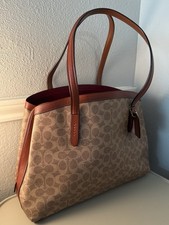 Coach Signature Charlie 40 Satchel Tan Rust Gold Coated Canvas Carryall 67033 picture
