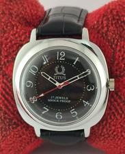 Vintage TITUS Hand-Winding Black Dial 17 J All Working Men Watch Restored picture