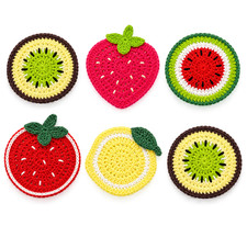 Handmade Crochet Fruit Coaster cute - 6 pieces picture