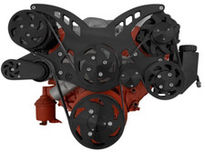 Small Block Chevy Serpentine Pulley Conversion Kit ALT PS AC SBC BLACK 350 383 picture