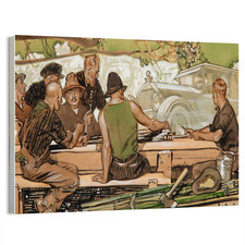 1914 Herbert Andrew Paus Men Admiring Car Movie Poster or Canvas Home Decor Art picture
