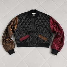 Vintage Y2K Contempo Casuals Satin Bomber Jacket M Quilted Colorblock 80s Retro picture