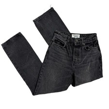 Reformation Jeans 25 / charcoal Cynthia high rise straight leg button fly NWOT picture
