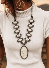 Native American-style White turquoise beaded necklace picture