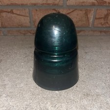 Vintage Antique Aqua Blue Glass Insulator Ribbed Dome Style picture