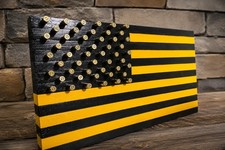 Custom Pittsburg Steelers- Rustic  Wood Flag - 9mm Shells -  picture