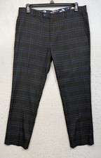 Paisley & Gray Dress Pants Mens 36x32 Charcoal Blue Windowpane Plaid Slim picture