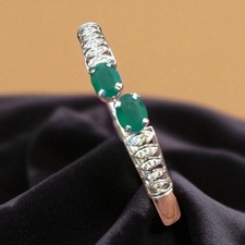 Pavé 2.80 Cts Round Brilliant Diamond Emerald Cuff Bracelet 14K White Gold picture