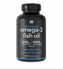 Sports Research Triple Strength Omega-3 Fish Oil, 150 Fish Softgels New, Fresh picture