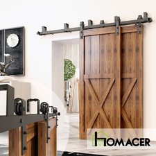Double Track U-Shape Bypass Sliding Barn Door Hardware Kit picture