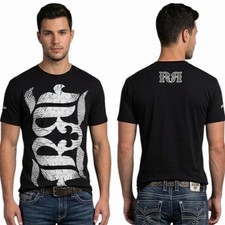 ROCK REVIVAL JEANS Black LAFLIN Regular Fit Short Sleeve Graphic T-shirt NWT picture