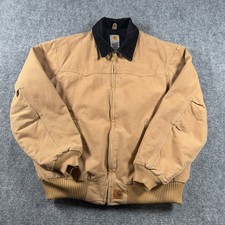 Carhartt Santa Fe Jacket Mens XL Camel J14 CML Quilted Flannel Lined Workwear picture