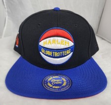 Rings & Crowns Harlem Globetrotters ABA Snapback Hat Black And Blue picture