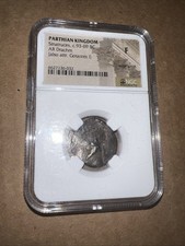 NGC Certified Parthian Kingdom AR Drachm Sinatruces 93-69 BC Silver Coin Grade F picture