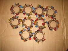 Pier 1 Imports Beaded Napkin Rings Set of 10 Multicolor Acrylic Jewel Gem vintag picture
