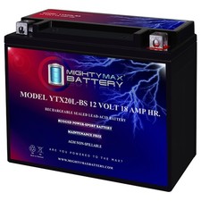 Mighty Max YTX20L-BS 12V 18AH 270 CCA, Rechargeable SLA AGM Motorcycle Battery picture