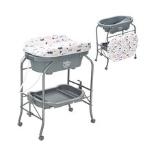 BABY JOY Baby Bathtub with Changing Table, Foldable Infant Diaper Changing St... picture