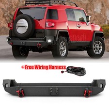 Aaiwa For 2007-2014 Toyota FJ Cruiser Rear Bumper Guard w/D-Rings&Lights+Wiring picture