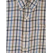 Orvis Country Twill Plaid Shirt Long Sleeve Check Mens Large White Brown Blue picture