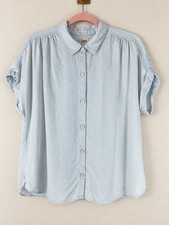Faherty Breeze Short Sleeve Shirt Blue Button-Up Top picture