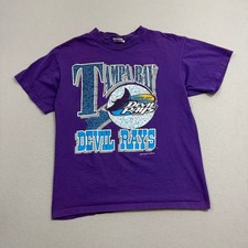 Vintage Tampa Bay Devil Rays Shirt Mens Extra Large Purple 90s MLB Baseball 1995 picture