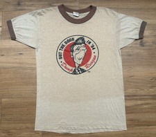 Vintage 1984 Dump Reagan Out The Door Ringer T-Shirt Political Union Made picture