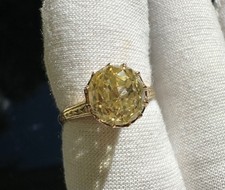 Antique natural no heat no treatment yellow sapphire ring euro cut victorian picture