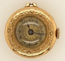 C.1915 ART NOUVEAU 14K GOLD LADIES SWISS WATCH 15 JEWELS 25MM RUNNING picture