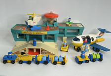 Vintage 1972 Fisher Price Play Family Airport 996 Little People Airplane Lot picture
