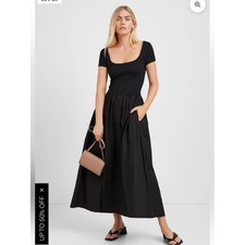 Marcella NWT Mila Black European Cotton Poplin Midi Dress picture