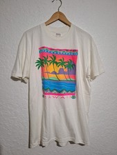 Vintage Stedman  90s Hawaii Windsurf Palm Trees Neon Graphic Surfer Shirt XL Usa picture