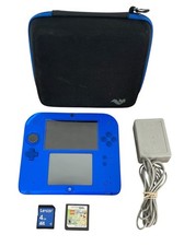 Nintendo 2DS Blue Wi-Fi Console + Charger SD Card, Game, Case Mario Kart 7 *READ picture