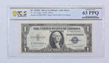 1935 G $1 Silver Certificate With Motto Fr#1617 Choice Unc 63 PPQ PCGS picture