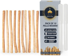 Miswak Sticks Pack of 10 with Holder - Vacuum Sealed Natural Flavored Chew Stick picture