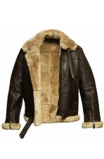 MENS B3 RAF AVIATOR SHEEP SKIN LEATHER BOMBER WINTER FLYING PILOT JACKET COAT picture