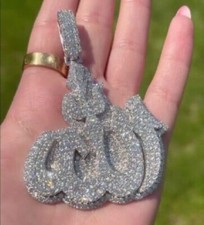 3.12 ct D/VVS Natural Moissanite Men's Allah Layered Charm Pendant 925 Silver picture