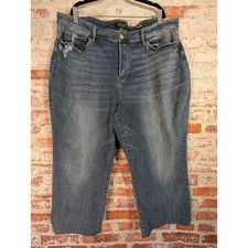 Judy Blue Straight Fit Jeans Women 24W Blue Distressed Raw Hem JB82468MD-PL picture