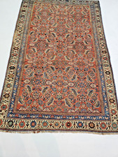 Antique Oriental Hand-Knotted Wool Area Rug Multicolor/Red 4'2