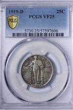 1919-D Standing Liberty Quarter PCGS VF25 Semi-Key Date KQAHHD picture