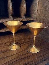Vintage IKORA WMF 24K Gold Plate Martini Style Cocktail Glasses Set of 2 Germany picture