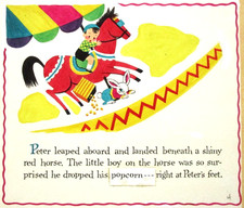 1972 PETER RABBIT CIRCUS DOLLIE TINGLE ORIGINAL drawing art BOOK PAINTING horse picture