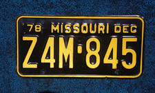 1978 Missouri License Plate picture