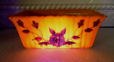 Very Rare Akro Agate Hand Painted Planter, Uraniaum Glass, Orange, OOAK, MCM picture